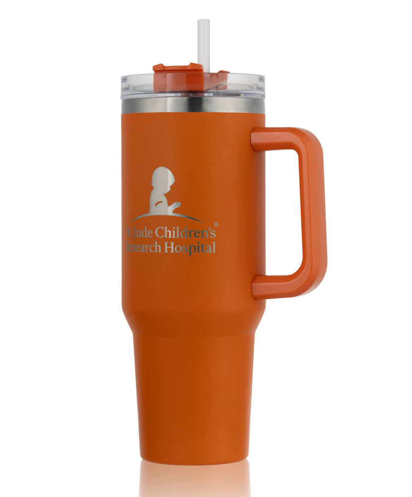 40oz Double Wall Travel Mug with Handle – Orange